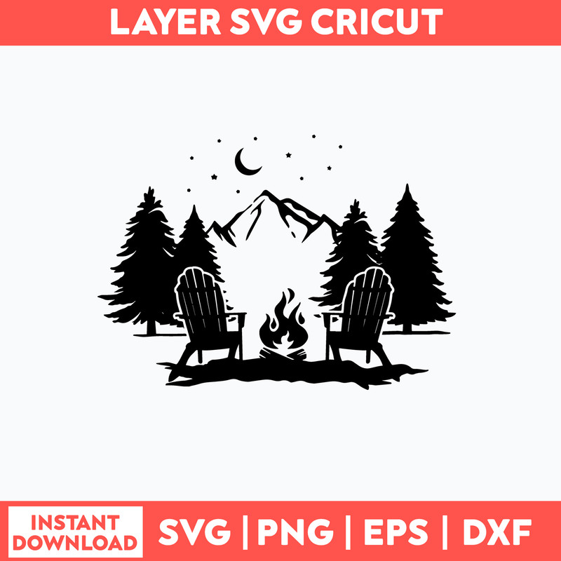 Mountain Scene With Adirondack Chairs Svg, Png Dxf Eps File.jpg