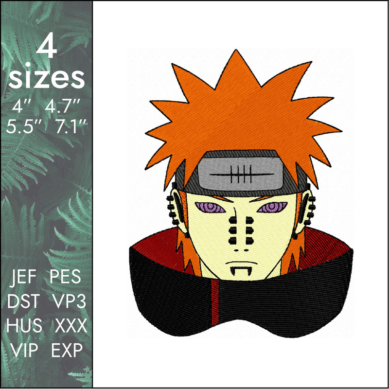 nagato pain naruto embroidery design
