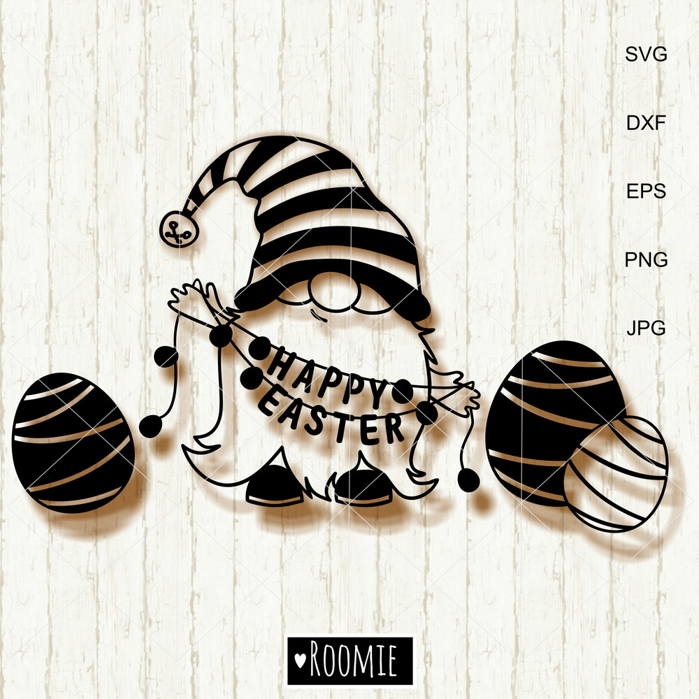 Easter Gnome black and white clipart.jpg