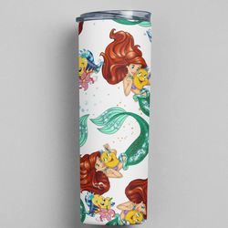 Cute Little Mermaid Premium Skinny Tumbler wrap 20 ounce tumbler wrap png clipart image seamless image