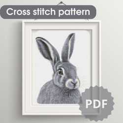 Cross stitch pattern Rabbit / 150x185st / cross stitch pattern PDF, animal cross stitch chart, PDF printable pattern