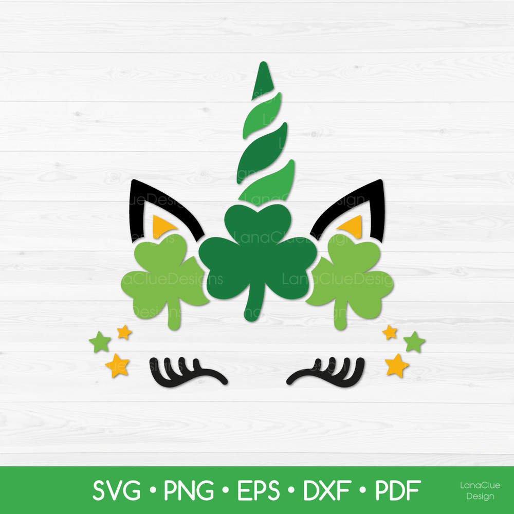 Unicorn face with shamrock