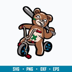 gangster teddy bear bat tricycle smoking cigarette cigar svg, bear funny svg, png dxf eps file
