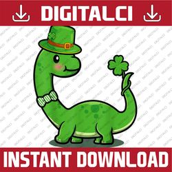 kid's dinosaur shamrock st patrick's day png sublimation designs