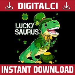 luckysaurus dinosaur shamrock st patricks day dino png sublimation designs