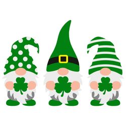 three gnomes st patricks day svg, gnome svg, shamrock svg, lucky gnomes svg