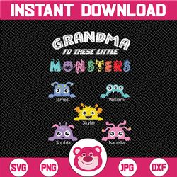 personalized name grandma's little monsters svg, custom grandma to these little monsters svg baby monsters svg little mo