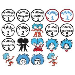 thing 1 thing 2 svg bundle, dr seuss svg, dr seuss bundle svg, cat in the hat svg