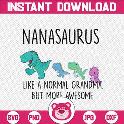 nanasaurus like a normal grandma svg, mothers day svg, gigisaurus svg, grandmasaurus svg, t rex grandma svg, t rex gigi