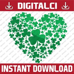 st patrick's day shamrock heart png sublimation designs