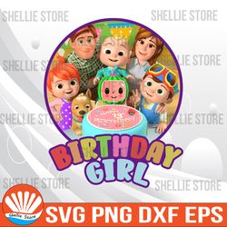 cocomelon cake topper cupcake topper printable, birthday girl party svg, party decoration digital png file