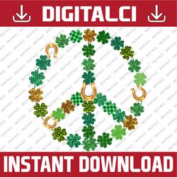 lucky shamrock horseshoe peace sign st patrick's day hippie png sublimation designs