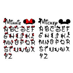 mickey and minnie mouse alphabet bundle svg,alphabet svg, disney svg,