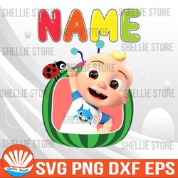 cocomelon name svg, birthday name svg, birthday svg, cartoon, custom name svg, png, dxf