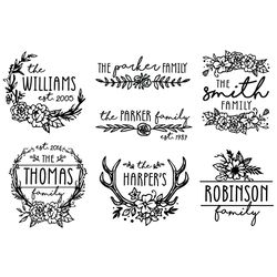 the family nam monogram bundle svg silhouette, family svg