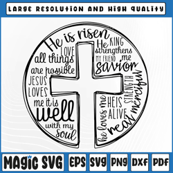 he is risen svg, christians cross easter svg, easter cross svg, easter svg, christian svg, easter day, digital download