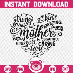 Mother's Day Typography / Word Art / Mother's Day SVG / Mom PNG / Mom Sublimation Typography / Hand Lettered / Mother's