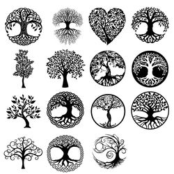 Celtic Sacred Trees Vector Bundle SVG Silhouette, Tree Svg, Celtic's Tree Svg