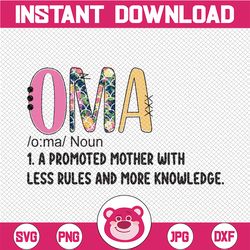 "Oma Grandparents Grandmother Boho Floral Mother's Day Sublimation Design Download Graphic PNG Clipart Designs "