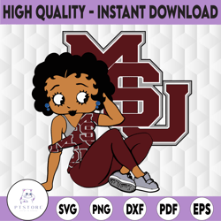 Betty Boop With Mississippi State Bulldogs PNG File, NCAA png, Sublimation ready, png files for sublimation,printing