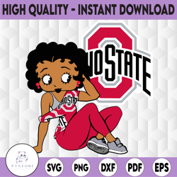 betty boop with ohio state buckeyes png file, ncaa png, sublimation ready, png files for sublimation