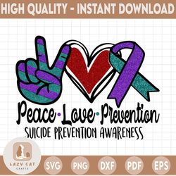 peace love prevention sublimation png, , suicide ribbon, suicide prevention awareness png, suicide prevention awareness