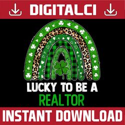 lucky to be a realtor leopard rainbow st patrick's day png sublimation designs