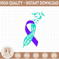 suicide awareness ribbon svg, suicide prevention svg, feather ribbon svg, suicide loss svg, cricut cut files, silhouette
