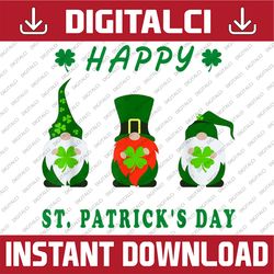 three gnomes holding shamrock plaid leopard st patrick's day png sublimation designs