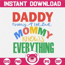 mother's day daddy knows a lot but mommy knows everything svg, dxf, png, mother's day digital, silhouette, file for cric