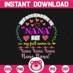 personalized name my nickname is nana but fullname is nana nana nana png, mother gift, grandma gift, floral design famil