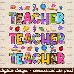 Teacher Autism png sublimation design download, Autism Awareness png, Autism png, western Teacher png, sublimate designs
