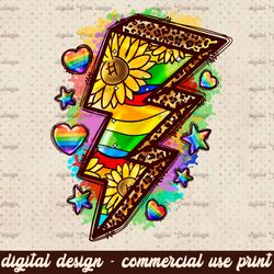 LGBTQ Lightnin' Bolt With Sunflower Png Sublimation Design, Gay Pride Png, LGBTQ Lightnin Bolt Png, Love Is Love Png, Pr