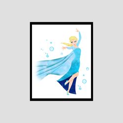 Elsa Frozen Disney Art Print Digital Files nursery room watercolor