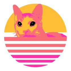 cute kitty cat in retro sunset svg, animal svg,