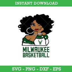Milwaukee Bucks Girl Svg, Milwaukee Bucks Svg, Girl Sport Svg, NBA Svg, Png Dxf Eps, Instant Download