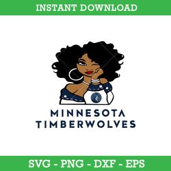 Minnesota Timberwolves Girl Svg, Minnesota Timberwolves Svg, Girl Sport Svg, NBA Svg, Png Dxf Eps, Instant Download
