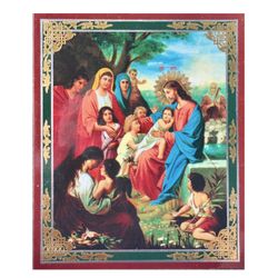 Jesus Christ icon Blessing/Teaching the Children | Handmade Russian icon  | Size: 2,5" x 3,5"