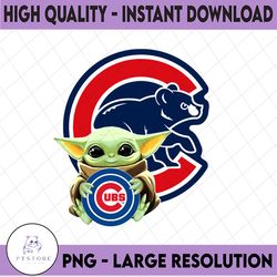 baby yoda with chicago cubs baseball png,  baby yoda mlb png, mlb png, digital download