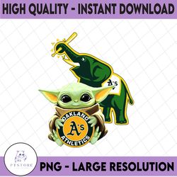 baby yoda with oakland athletics baseball png,  baby yoda mlb png, mlb png, digital download