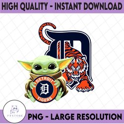 baby yoda with detroit tigers baseball png,  baby yoda mlb png, mlb png, digital download