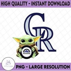 baby yoda with colorado rockies baseball png,  baby yoda mlb png, mlb png, digital download