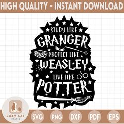 study like granger protect like wesasley live like potter,harry potter theme,harry potter print,harry potter party, pott