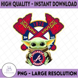 baby yoda with atlanta braves baseball png,  baby yoda mlb png, mlb png, digital download