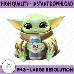 baby yoda with busch latte png,  baby yoda png, sublimation ready, png files for sublimation