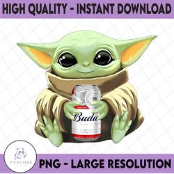 baby yoda with budweiser png,  baby yoda png, sublimation ready, png files for sublimation