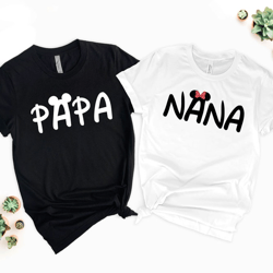 disney nana and papa shirt, mickey mouse minnie mouse inspired t-shirt, cool grandma and grandpa t-shirts, disney grandp