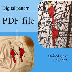 Red Cardinal Suncatcher/ Digital Download/ Stained glass pattern template/ PDF file/ DIY/Printable pattern