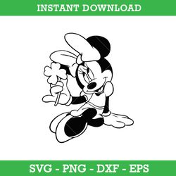 Minnie Mouse St Patrick's Day Outline Svg, Minnie Retro Shamrock Svg, Saint Patrick's Day Disney Svg, Instant Download