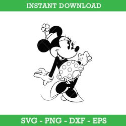 Minnie Mouse Saint Patrick's Day Outline Svg, Minnie Lucky Svg, Saint Patrick's Day Disney Svg, Instant Download
